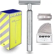 Dovo Group Primo Safety Razor (Chunky Pattern, Chrome, Wood Handle, 2 Blades, Unisex Adult)