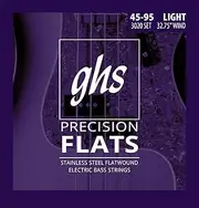 GHS Strings 3020 Short Scale 4-String Bass Precision Flats, Stainless Steel Flatwound, 32.75" Winding, Light (45-95)
