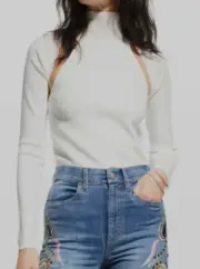 $375 Alice + Olivia Women's White Jeremy Turtleneck Fitted Tank Top & Shrug Sz M