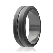 ROQ Silicone Ring - Engraved Middle Line - Grey by ROQ for Men - 11 mm Ring