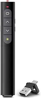 Wireless Presentation Clicker with Telescopic Pointer Stick,Rechargeable Presenter Remote Light Pointer with Touch Screen Stylus Pen and Digital Display,USB Slide Clicker for PowerPoint MAC PC Laptops