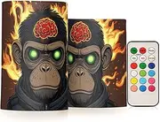 XYMZR Monkey Brain Fire Flameless Candles with Remote Set of 2 - No Batteries Included, 3” Diameter Battery Candles Flickering with Timer, LED Pillar Votive Candles for Outdoor Indoor