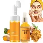 Turmeric Wash and Care Two Piece Set, Turmeric Soap & Face Wash with Brush, F...
