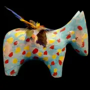 Hand-Carved Horse Hopi Folk Art Sculpture by Gregory Lomayesva