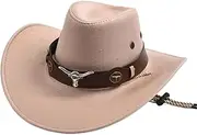 YFVFAGDMKV Wide Brimmed Denim Hat Artificial Suede Western Cowboy Hats Men Cowgirl Jazz Hat Curved Brim Party Travel Hat(5)