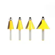 4 Pcs 1/4" Shank 11.25,15,22.5,30 Degree Chamfer Edge Forming Router Bit Set