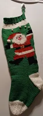 Hand Knit Christmas Stocking Snowball Santa Will Personalize For Free