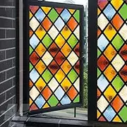 Privacy Windows Film Diamond Style Stained Glass No Glue Static Cling Decorative Frosted Window Stickers 40x120cm