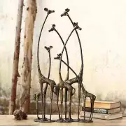 Brown Cast Iron Nature & Whimsy Towering Giraffe Herd Centerpiece Tabletop Decor