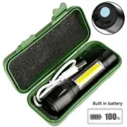 LED 3 Modes Mini Flashlight USB Rechargeable Tactical Torch Zoom Zoomable Lamp