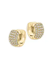 Bloomingdale's Fine Collection Pave Diamond Huggie Hoop Earrings in 14K Yellow Gold, 0.55 tcw
