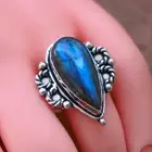 Labradorite Ring Silver Plated Ring Labradorite Gemstone Ring Size"8