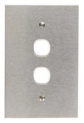 Clipsal GRID PLATE & COVER 130x85x1.2mm For 2-Gang Switch, Stainless Steel WHITE