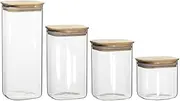 Ecology Pantry Square Canisters 4 Pieces Set, Clear