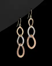 14K Italian Gold Tri-Tone Graduated Oval Drop Earrings