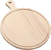 Round Wooden Board Kitchen Pizza Bread Plate Serving Tray with Handle 12In 12 in