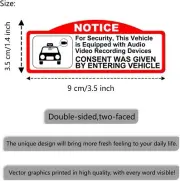 Double Sided in Car Camera Audio Video Recording Window Vinyl Stickers 8 Pieces