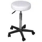 Round Office Stool Faux Leather Salon Vanity Barber Computer Desk Chair White