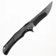TwoSun Folding Knife Gray/Black Titanium Two-Tone Handle M390 Plain TS285-M3