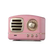 Retro Hifi Stereo Bluetooth V4.1 Speaker Wireless Vintage Speaker Built-In Mic Support Memory Card Pink