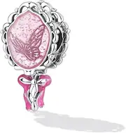 [Fanny Sandy] Pink Fairy Tale Princess Charms for Bracelets and Necklace, Dangle 925 Sterling Silver Cubic Zircon Cute Cartoon Princess Dress/ Magic Mirror/Makeup Box/Love Heart/Caste Pendant Beads for Girls Women
