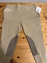 Equine Couture Coolmax Front Zip Breeches Ladies Size 32 Safari Taupe