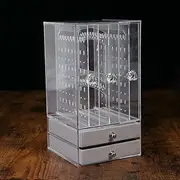 [OZOFFER] Acrylic Earring Necklace Display Stand Organizer Holder Storage Velvet Drawer AU (3 Tray 2 Drawer Clear)