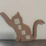 Finished completed cross stitch stand up cat figure meow