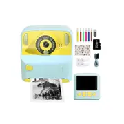 Instant Print Camera with 32GB Memory Card and 5 Rolls Print Paper-Blue