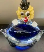 CLOWN MID CENTURY MURANO HANDBLOWN VENETIAN GLASS VINTAGE ASHTRAY ART PRESERVED