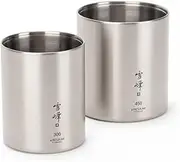 Snow Peak SET-123 Vacuum Snow Peak Stacking Mug, 300/450 Mat Set