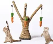 Pet Climbing Tree Frame Chew Toy, Rattan Grass Scratcher Kittens Fun Toy Activit