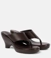 [Zimmermann] Zimmermann Wild 95 leather wedge mules AU 7 brown