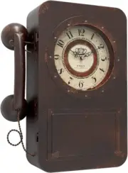 Abdurey Retro Old Telephone Wall Clock with Hidden Safe, Battery Operated Quartz