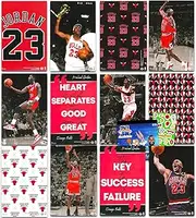 WARNER BROS PICTURES Mini Michael Jordan Posters - Chicago Bulls Poster Collage Bundle Includes 12 Mini Michael Jordan Decor Posters (4" x 6"), Stickers, More | NBA Legends Wall Art