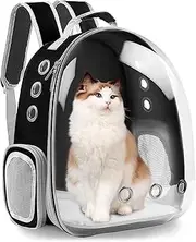 XZKING Cat Backpack Carrier Bubble Bag, Transparent Space Capsule Pet Carrier Dog Hiking Backpack, Small Dog Backpack Carrier for Cats Puppies Airline Approved Travel Carrier Outdoor Use Black