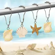 Beach Shower Curtain Hooks, Starfish Seashell Shower Curtain Hooks Decorative...
