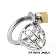 NEW Stainless Steel Mini Cage Male Chastity Device with Padlock Lock Prison