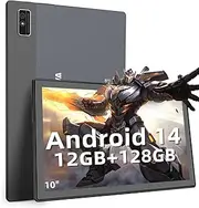 EagleSoar 10 Inch Tablet, Android Tablet 14 AVCE 12GB ROM+128GB RAM (TF 1TB), Octa-Core Processor Touch Tablet, 2.4/5G WiFi, Bluetooth 5.2, 1280x800 HD IPS, Metal Case-Grey