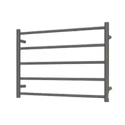 Radiant RTR03 Round Bar Heated Towel Rail - 750 x 550mm- Gun Metal Grey - Stainless Steel - Bottom Right/Top Left Wiring