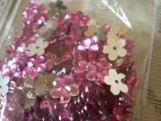200 FUCHSIA FLOWER FLATBACK SCRAPBOOKING BEAD 11 MM