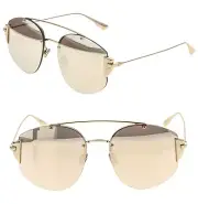CHRISTIAN DIOR STRONGER Gold Mirror Aviator Rimless Metal Sunglass DIORSTRONGER