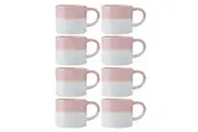 8PK Mikasa 350ml Ombre Coffee Mug Tea Cup Clay Drinkware w Handle Pink White