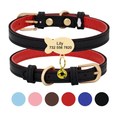 Personalised Cat Collar and Pet Dog Puppy Kitten Engraved Name ID Tag Adjustable