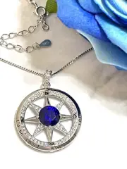 2 carat Sapphire NATURAL Compass Pendant Sapphire Compass Necklace Diamond wife