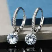 Drop/Dangle Earrings 14k White Gold Plated 2.40Ct Round Cut Lab-Created Diamond