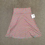 LuLaRoe Azure Skirt XL Knee Length Unlined Pull On Blue Pink Geometric New