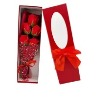 5 Pieces Artificial Rose Flowers Foam Roses with Stems Rose Bouquets in Red