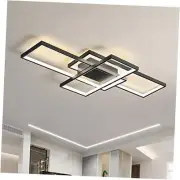 Modern Ceiling Light, 78W LED Ceiling Lamp Square Acrylic Flush Mount Black