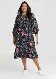 ts Taking Shape dress Size 20 Natural Shirred Floral Style NWT